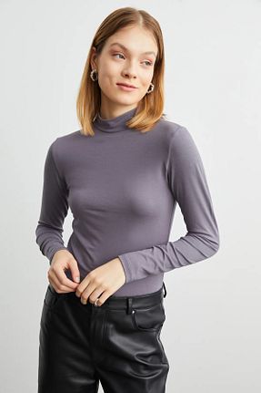 بادی طوسی زنانه یقه ایستاده Hmt - کد 888650373