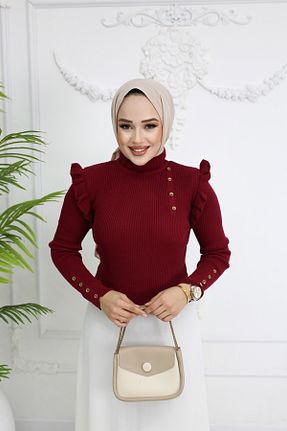 ست بالاتنه و پائین تنه حجاب زرشکی زنانه رگولار ALLMİRA FASHION - کد 889099805
