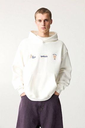 سوئیشرت سفید مردانه چاپی Pull & Bear - کد 888652684