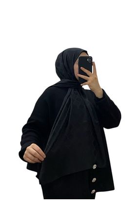 روسری مشکی کرپ ساتن ابریشم LOSYANA - کد 889085497