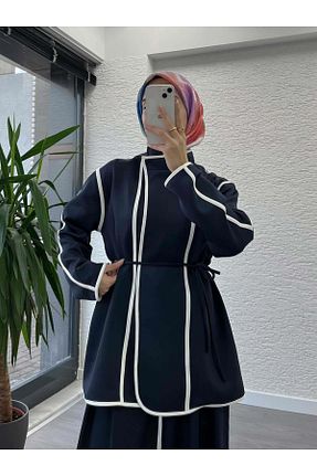 کت سرمه ای زنانه پارچه MELEK ARAZ - کد 888700235