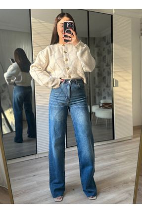 شلوار جین آبی زنانه پاچه پهن şenels butik - کد 888685977
