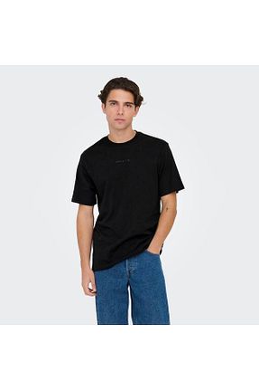 تیشرت مشکی مردانه یقه بند دار Only & Sons - کد 807252746