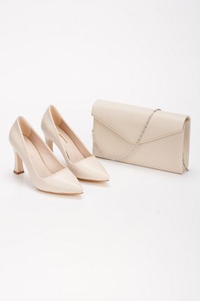 کفش استایلیتو بژ پاشنه ضخیم WALK WOMEN - کد 888675671