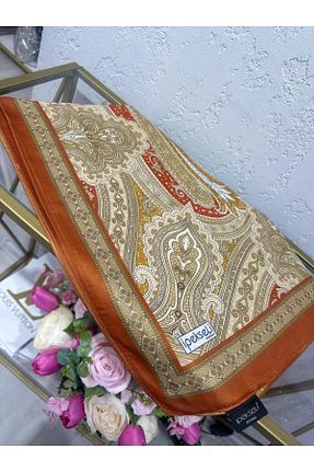 شال نارنجی زنانه پنبه ای Tasarım - کد 888683490
