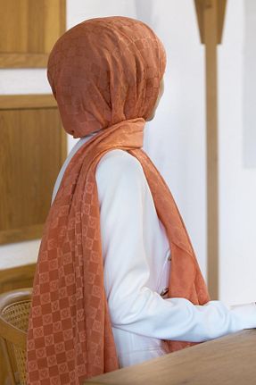 شال نارنجی زنانه ابریشم Vissona - کد 888724155