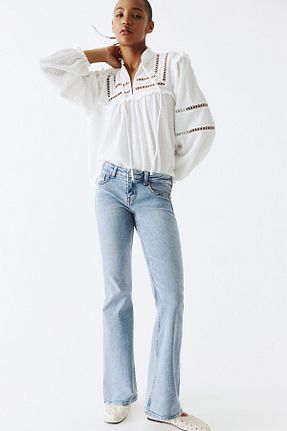 شلوار جین آبی زنانه پاچه گشاد H&M - کد 855804746