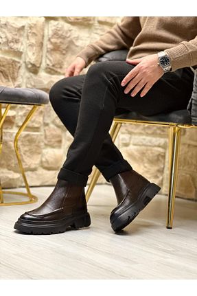 بوت / نیم بوت قهوه ای مردانه چرم خالص ByItallanoshoes - کد 888803201