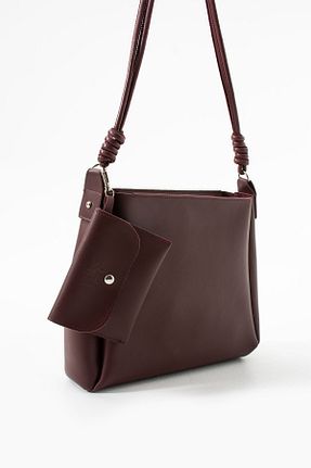کیف دوشی زرشکی زنانه چرم مصنوعی UK BAGS - کد 884719495
