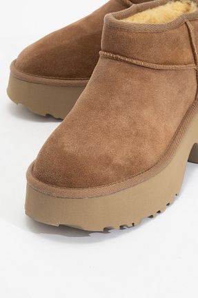 بوت / نیم بوت بژ زنانه چرم خالص luvishoes - کد 888821958