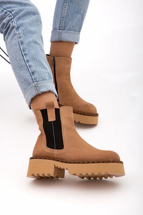 بوت / نیم بوت بژ زنانه چرم خالص Tamer Tanca - کد 355327935