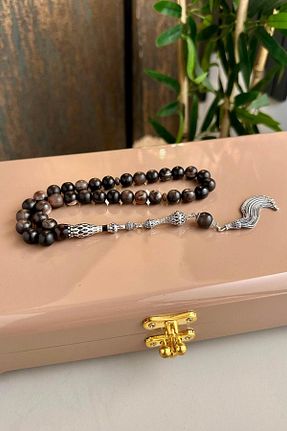 تسبیح قهوه ای سنگ طبیعی dergah tesbih - کد 889650208