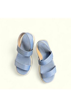 صندل آبی زنانه پاشنه کوتاه (1 - 4 سانتی متر) DERELİ SHOES - کد 888855866
