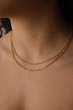 گردنبند استیل ( فولاد ) طلائی زنانه استیل ضد زنگ ESBAFLOR - کد 888891512