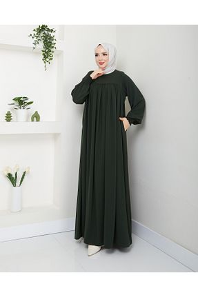 لباس حجاب خاکی زنانه کلوش kevser ferace - کد 888903015
