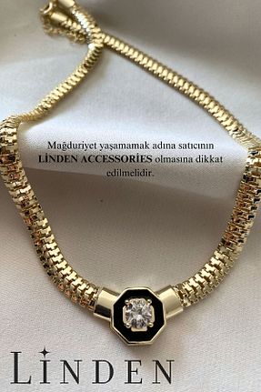 گردنبند جواهر طلائی زنانه روکش طلا Linden - کد 942594687