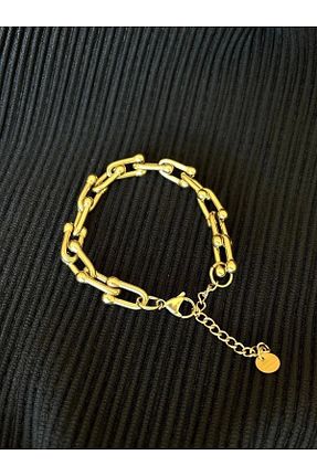 دستبند استیل (فولاد) طلائی استیل (فولاد) NKIE JEWELS - کد 888949845