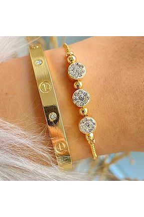 دستبند استیل (فولاد) طلائی استیل (فولاد) NKIE JEWELS - کد 889704837