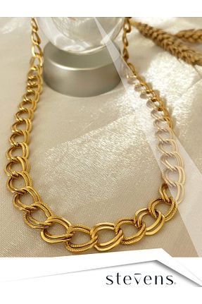 گردنبند استیل ( فولاد ) طلائی زنانه سنگ STEVENS - کد 778563627