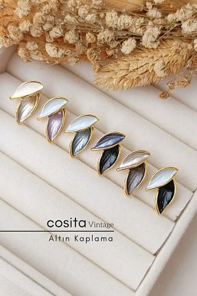 گوشواره جواهر آبی روکش طلا cosita - کد 259091174
