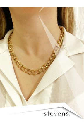گردنبند استیل ( فولاد ) طلائی زنانه سنگ STEVENS - کد 778563627