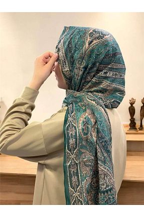 شال سبز زنانه پنبه ای Baştacı - کد 865511198