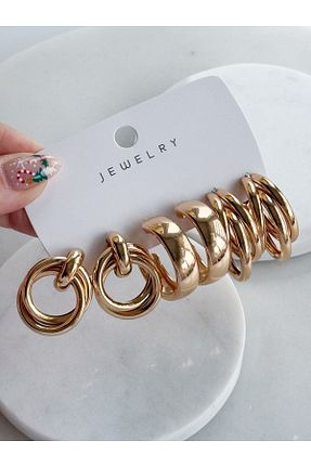 گوشواره استیل (فولاد) طلائی استیل (فولاد) CHARMLUCKY - کد 888996231