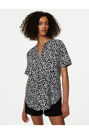 بلوز مشکی زنانه پلنگی Marks & Spencer - کد 735229373