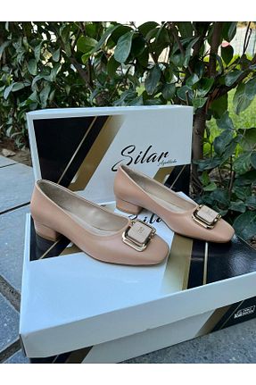 کفش مجلسی بژ زنانه پاشنه ضخیم SİLAR - کد 889101644