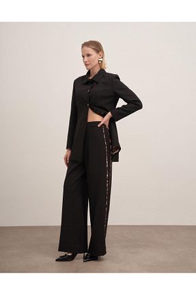 شلوار مشکی زنانه پاچه پهن Hare Butik - کد 889929335