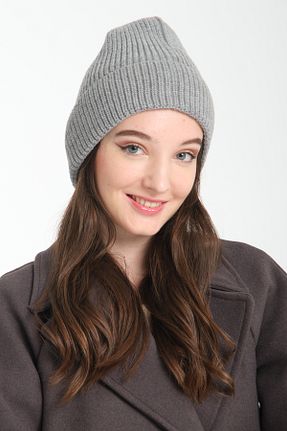 کلاه پشمی طوسی زنانه اکریلیک Wega Moda - کد 888984194