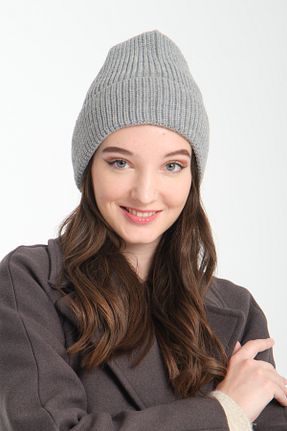 کلاه پشمی طوسی زنانه اکریلیک Wega Moda - کد 888984194