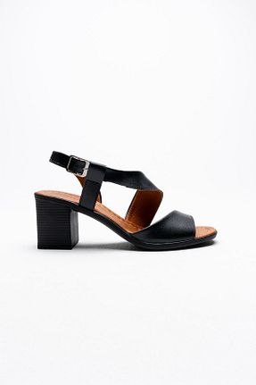 صندل مشکی زنانه پاشنه متوسط (5-9 سانتی متر) shoe for me - کد 889122980