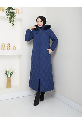 پالتو پشمی حجاب سرمه ای زنانه رگولار Doque - کد 889149840
