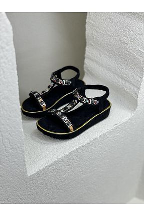 صندل مشکی زنانه پاشنه ضخیم Guja - کد 827846242