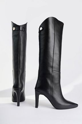 چکمه مشکی زنانه چرم خالص NOSEY SHOES - کد 889211171