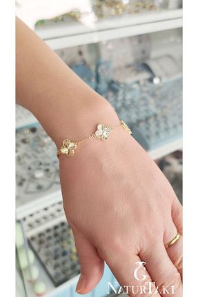 دستبند نقره طلائی مردانه 925 عیار Naturtakı - کد 828856460