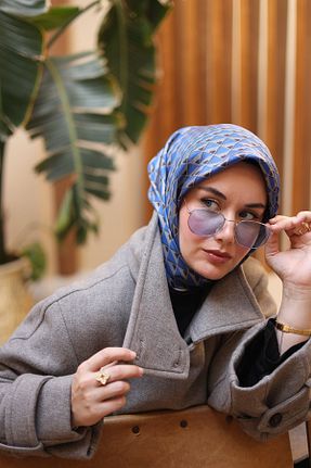 روسری آبی İpek Tivil AdaSilkHouse - کد 797362467