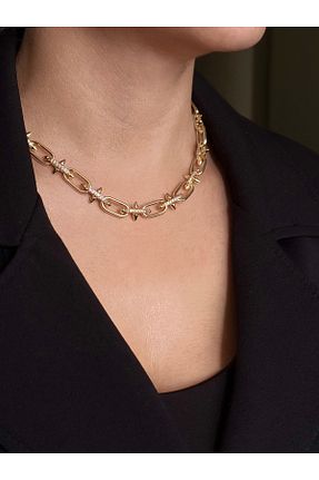 گردنبند استیل ( فولاد ) طلائی استیل (فولاد) Gold Garden - کد 889266303