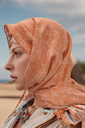 شال نارنجی زنانه پنبه ای onliecraft - کد 889266357
