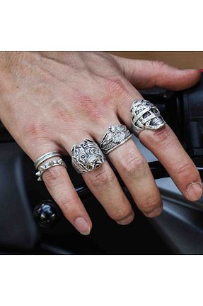 انگشتر جواهر مردانه روکش نقره Atolyezone - کد 937406220