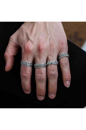 انگشتر جواهر مردانه روکش نقره Atolyezone - کد 937406271