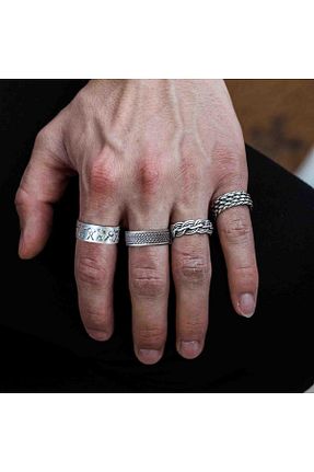 انگشتر جواهر مردانه روکش نقره Atolyezone - کد 937406179