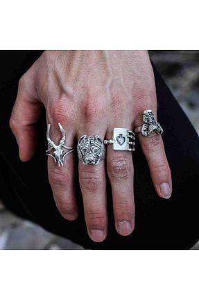 انگشتر جواهر مردانه روکش نقره Atolyezone - کد 937406164