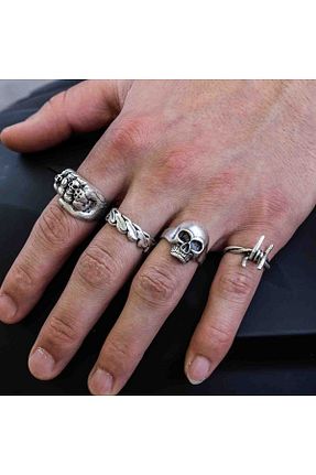 انگشتر جواهر مردانه روکش نقره Atolyezone - کد 937406124