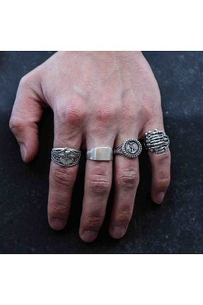 انگشتر جواهر مردانه روکش نقره Atolyezone - کد 937406174