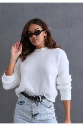پلیور سفید زنانه ساده Butik - کد 889294184