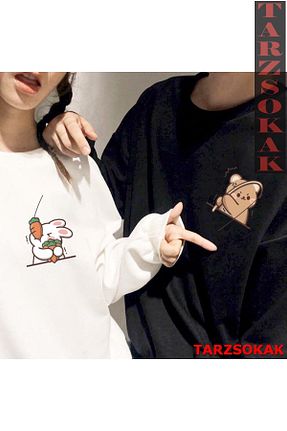 سوئیشرت سفید زنانه چاپ دیجیتال Tarzsokak - کد 803174753