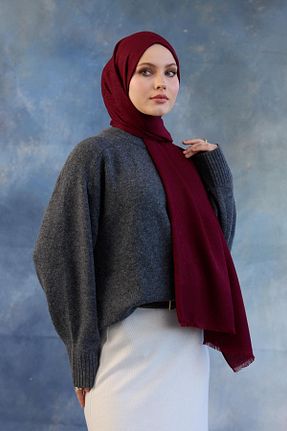 شال زرشکی زنانه پنبه ای İpekhan - کد 889379965