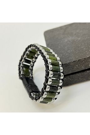 دستبند جواهر سبز مردانه سنگ طبیعی YILDIZ DOĞAL TAŞ - کد 889378773